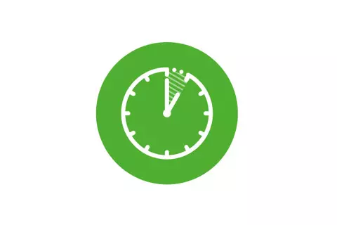 Grünes rundes Icon mit einer Uhr - Essgewohnheiten überdenken
